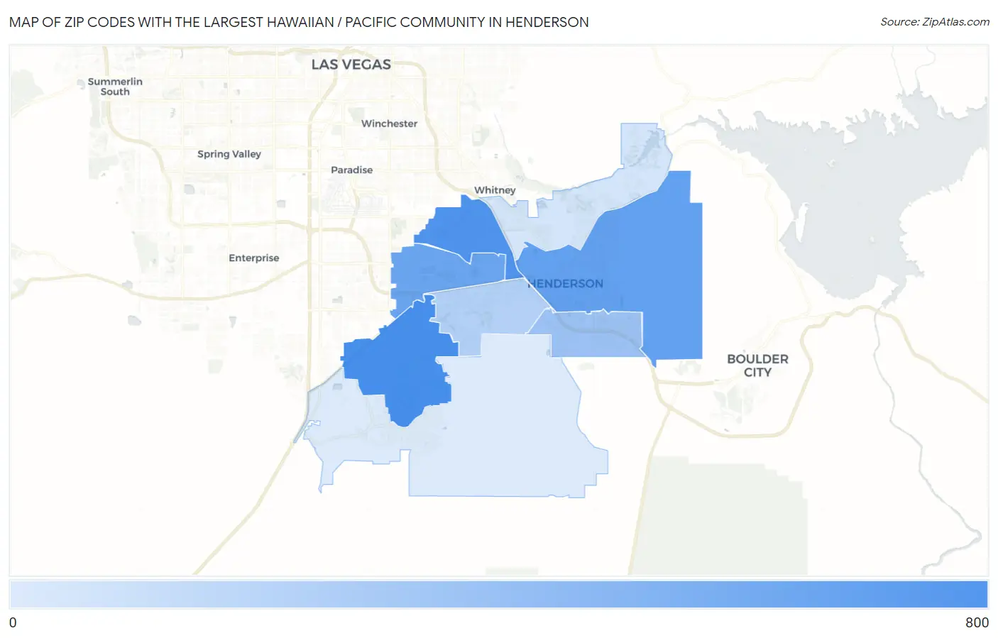 Zip Codes with the Largest Hawaiian / Pacific Community in Henderson Map
