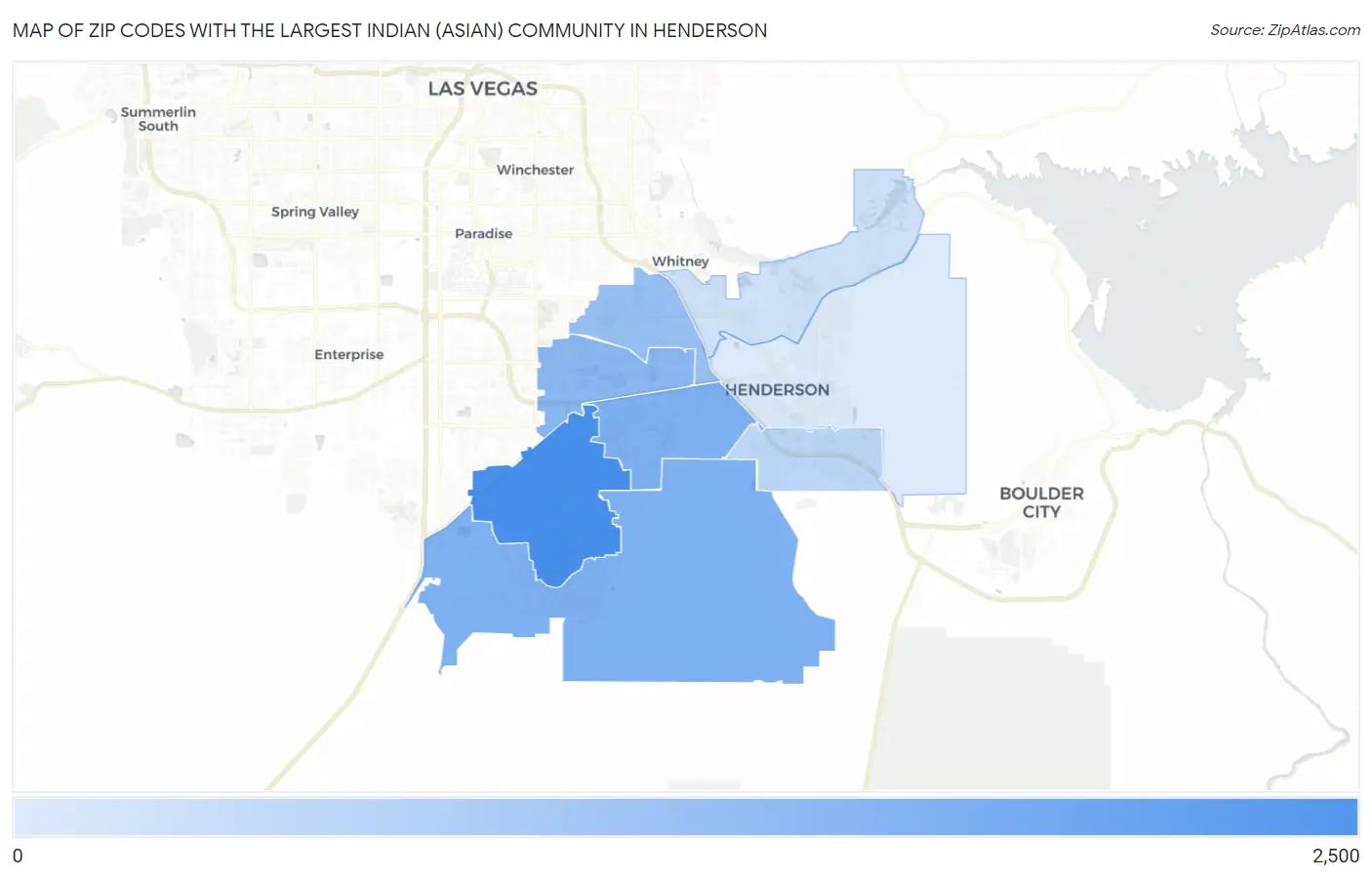 Zip Codes with the Largest Indian (Asian) Community in Henderson Map