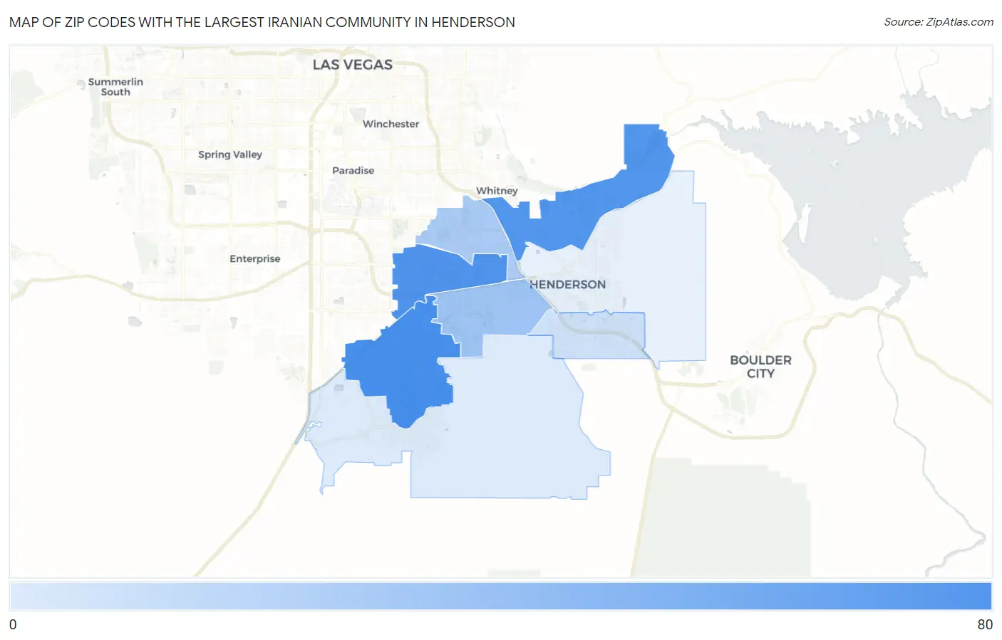 Zip Codes with the Largest Iranian Community in Henderson Map
