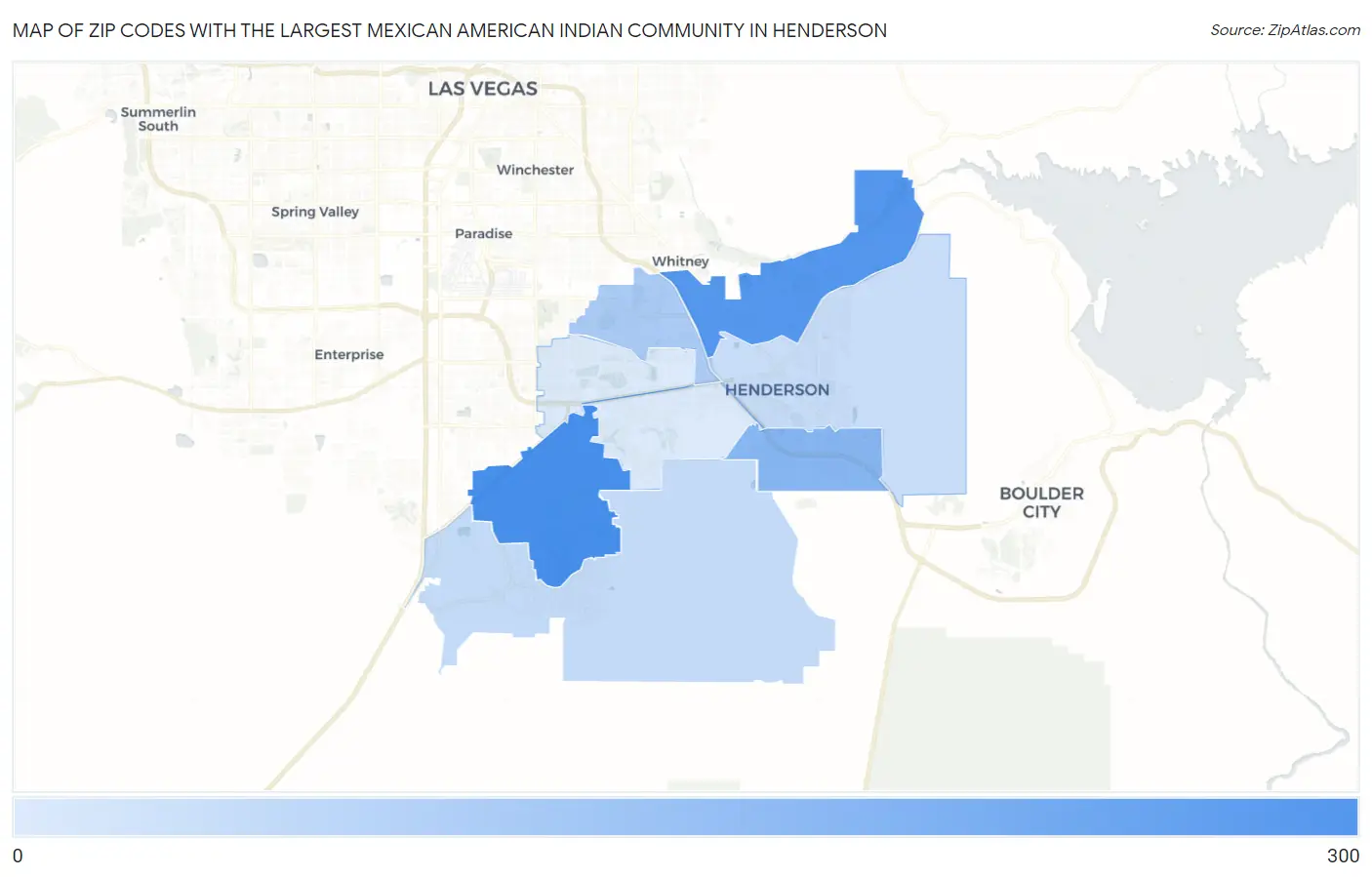 Zip Codes with the Largest Mexican American Indian Community in Henderson Map