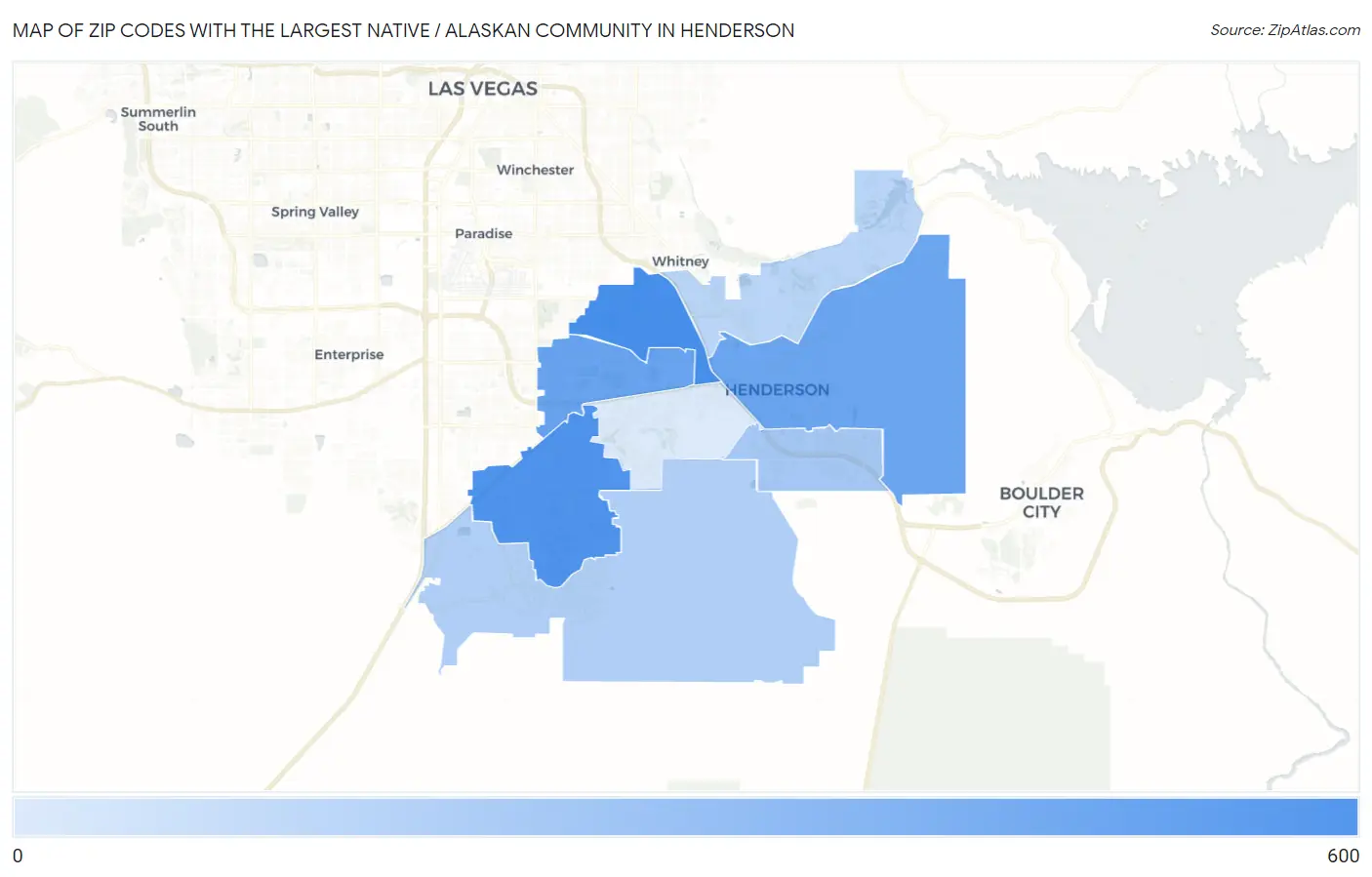 Zip Codes with the Largest Native / Alaskan Community in Henderson Map