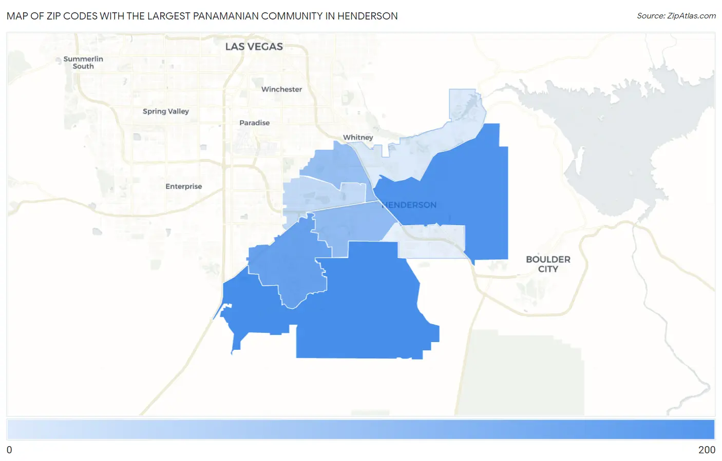 Zip Codes with the Largest Panamanian Community in Henderson Map