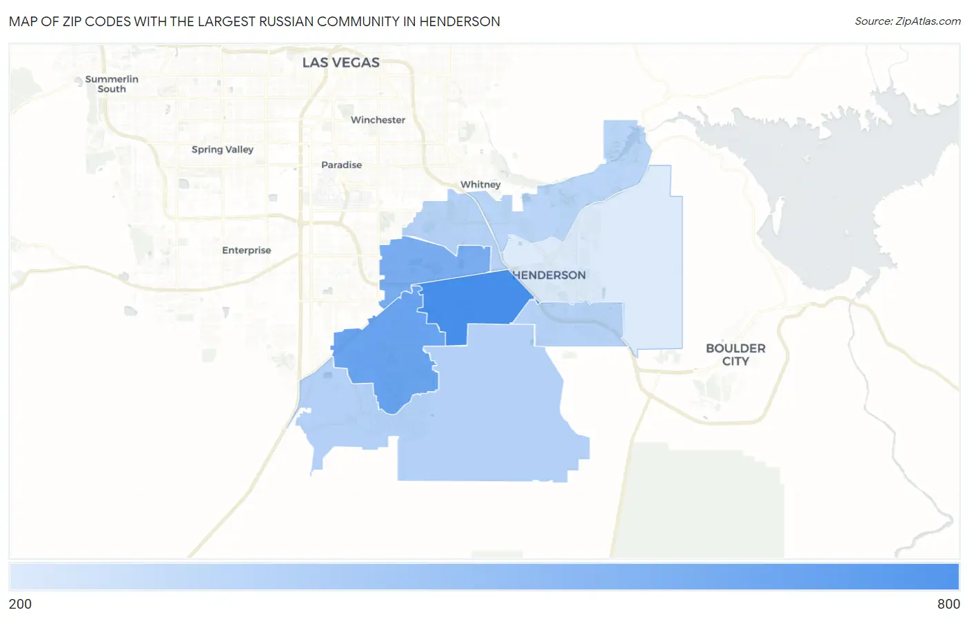 Zip Codes with the Largest Russian Community in Henderson Map