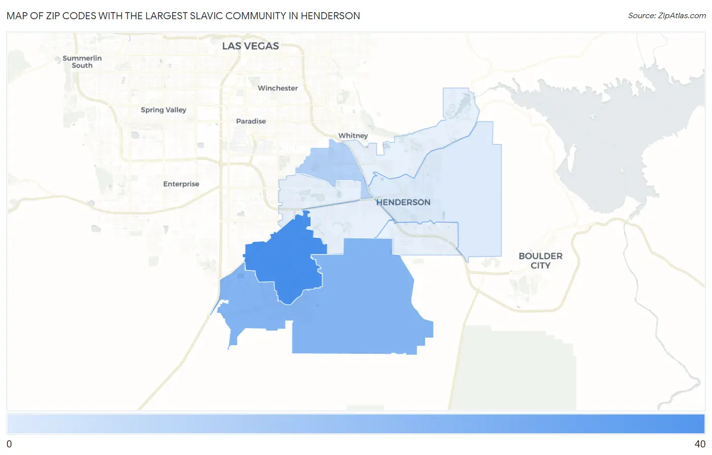 Zip Codes with the Largest Slavic Community in Henderson Map