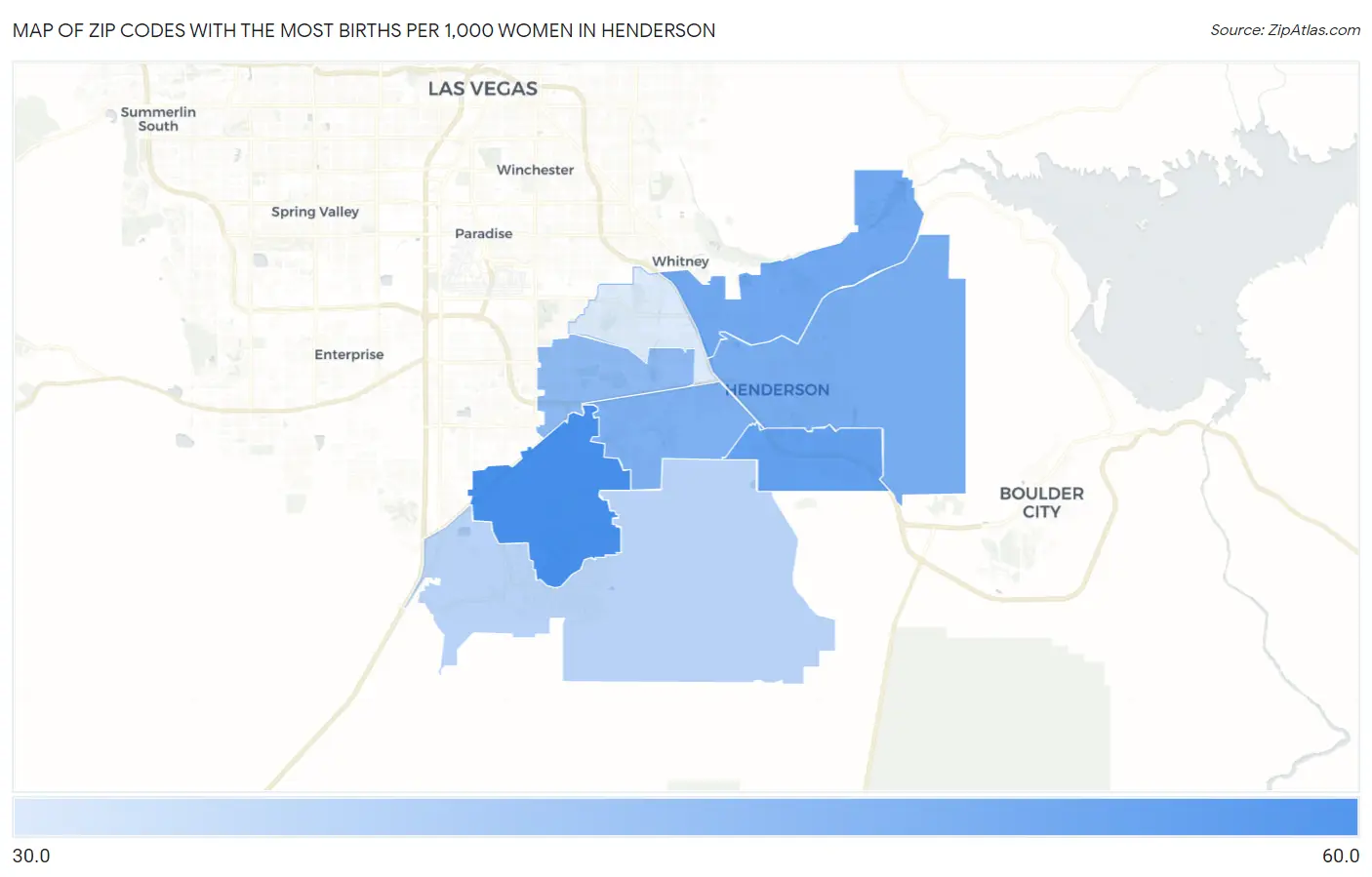 Zip Codes with the Most Births per 1,000 Women in Henderson Map