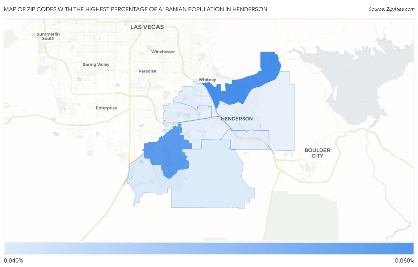 Zip Codes with the Highest Percentage of Albanian Population in Henderson Map