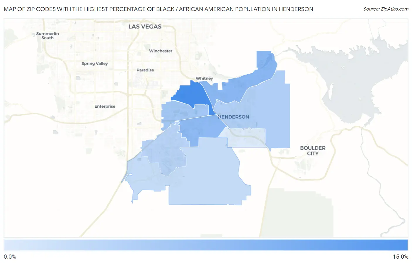 Zip Codes with the Highest Percentage of Black / African American Population in Henderson Map