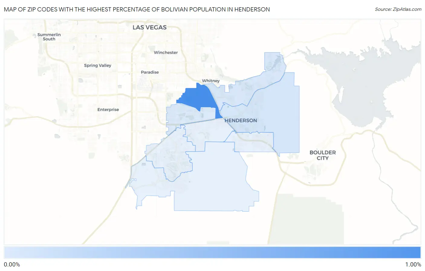 Zip Codes with the Highest Percentage of Bolivian Population in Henderson Map