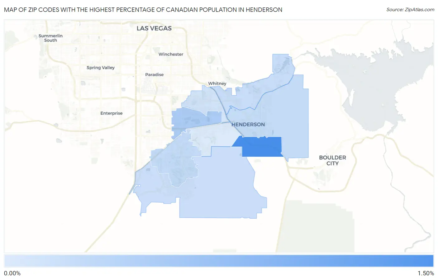 Zip Codes with the Highest Percentage of Canadian Population in Henderson Map