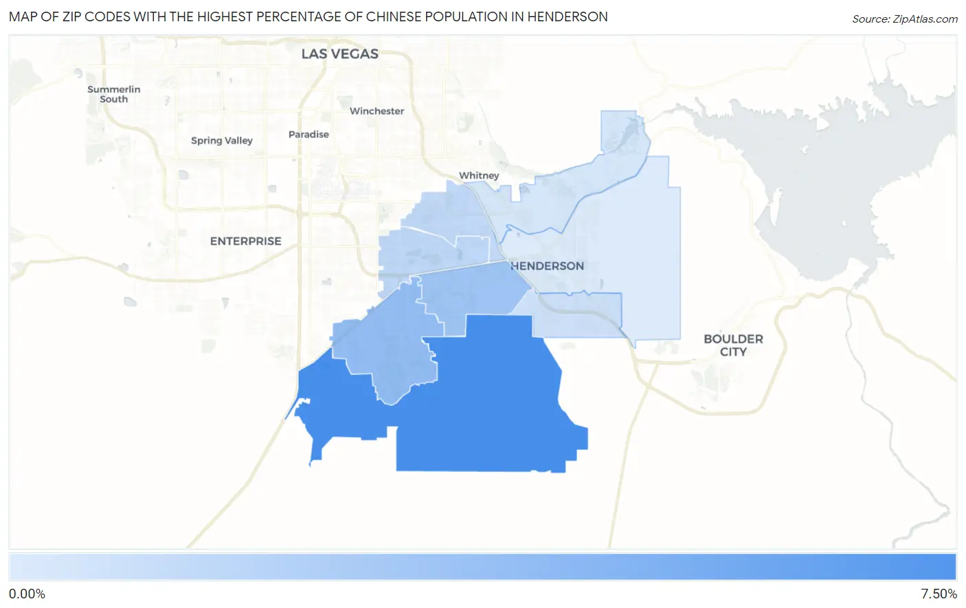 Zip Codes with the Highest Percentage of Chinese Population in Henderson Map