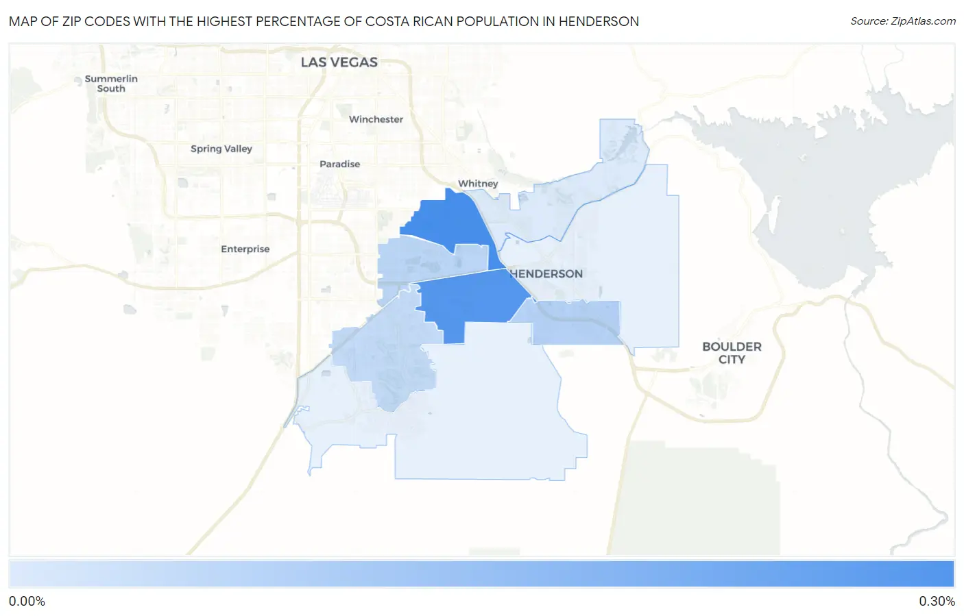 Zip Codes with the Highest Percentage of Costa Rican Population in Henderson Map