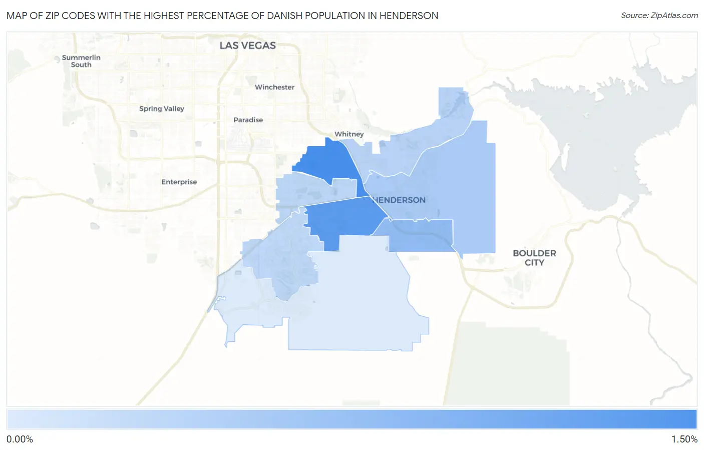 Zip Codes with the Highest Percentage of Danish Population in Henderson Map