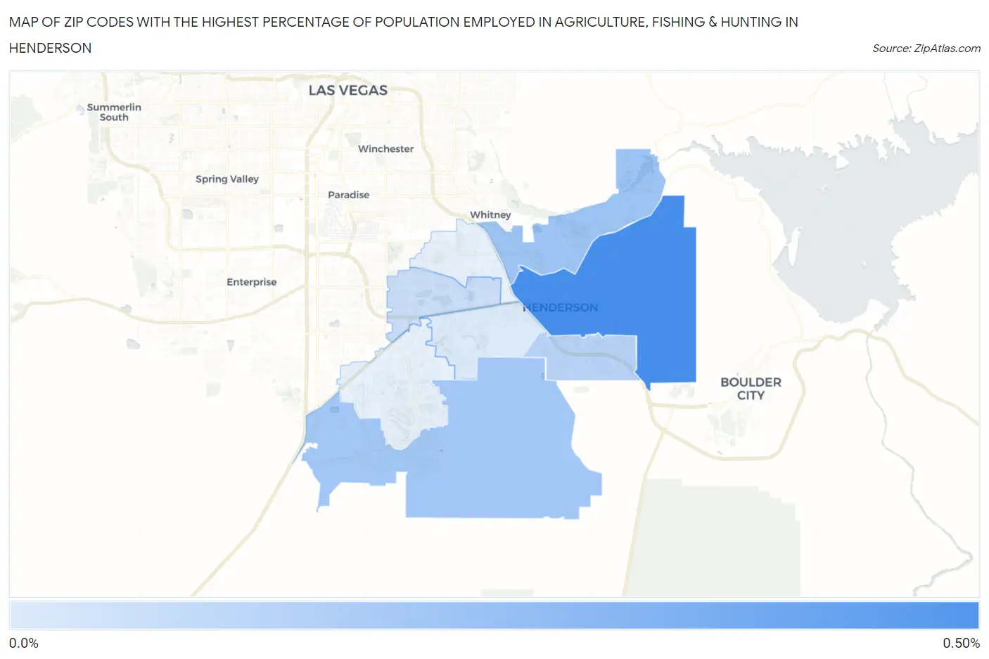 Zip Codes with the Highest Percentage of Population Employed in Agriculture, Fishing & Hunting in Henderson Map