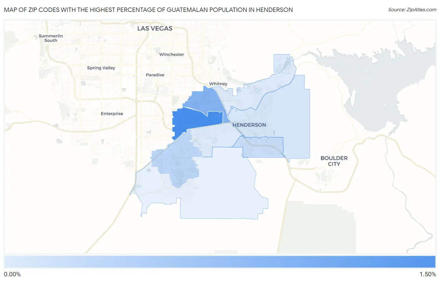 Zip Codes with the Highest Percentage of Guatemalan Population in Henderson Map