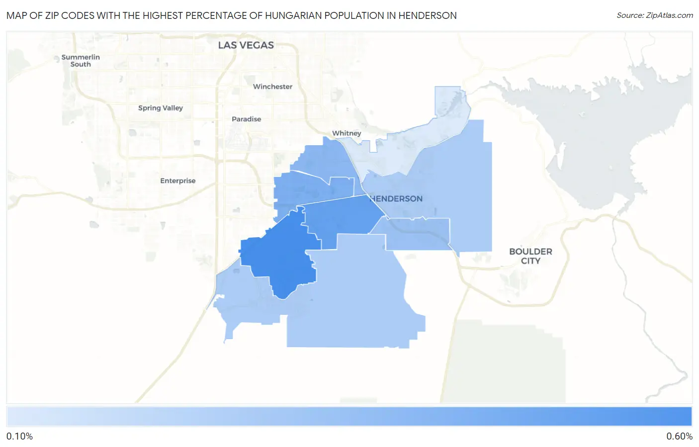 Zip Codes with the Highest Percentage of Hungarian Population in Henderson Map