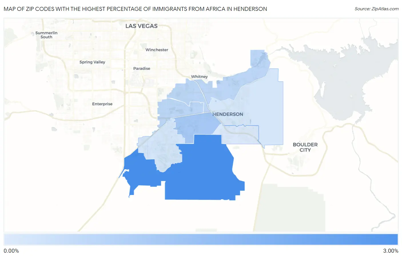 Zip Codes with the Highest Percentage of Immigrants from Africa in Henderson Map