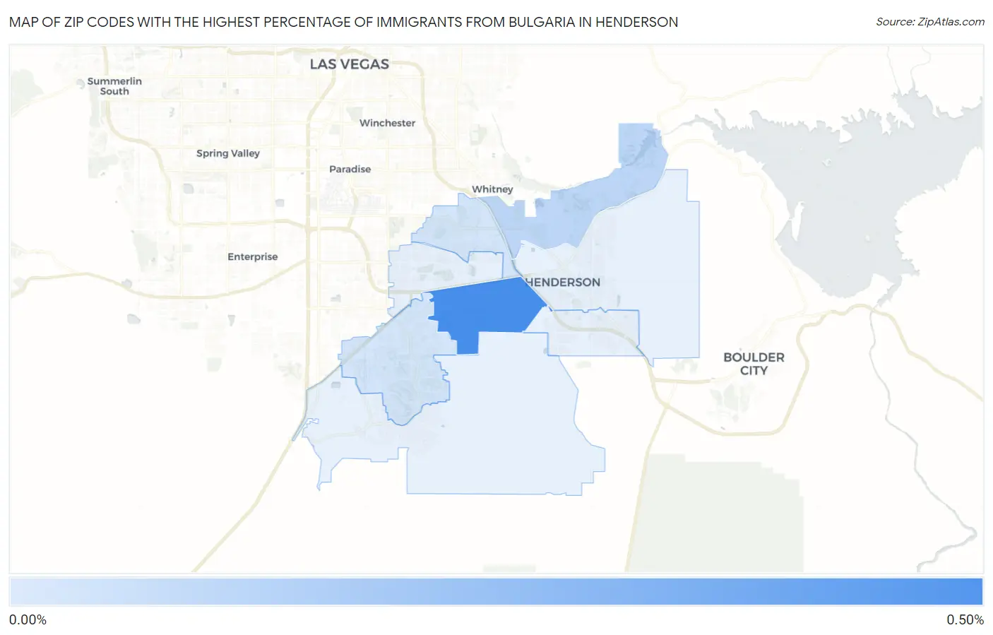 Zip Codes with the Highest Percentage of Immigrants from Bulgaria in Henderson Map