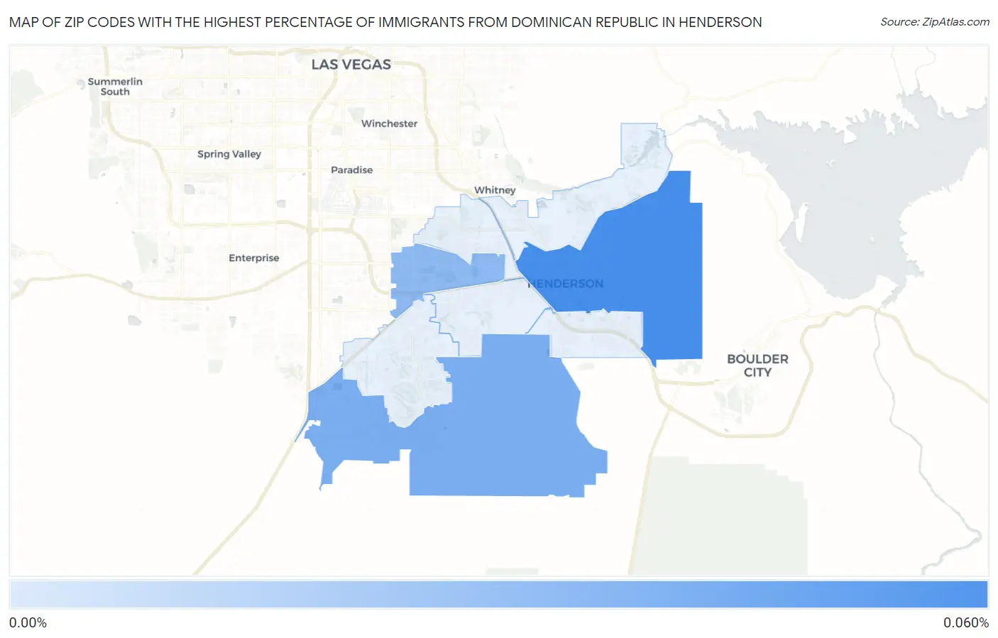 Zip Codes with the Highest Percentage of Immigrants from Dominican Republic in Henderson Map