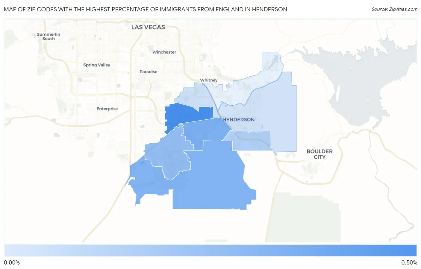 Zip Codes with the Highest Percentage of Immigrants from England in Henderson Map