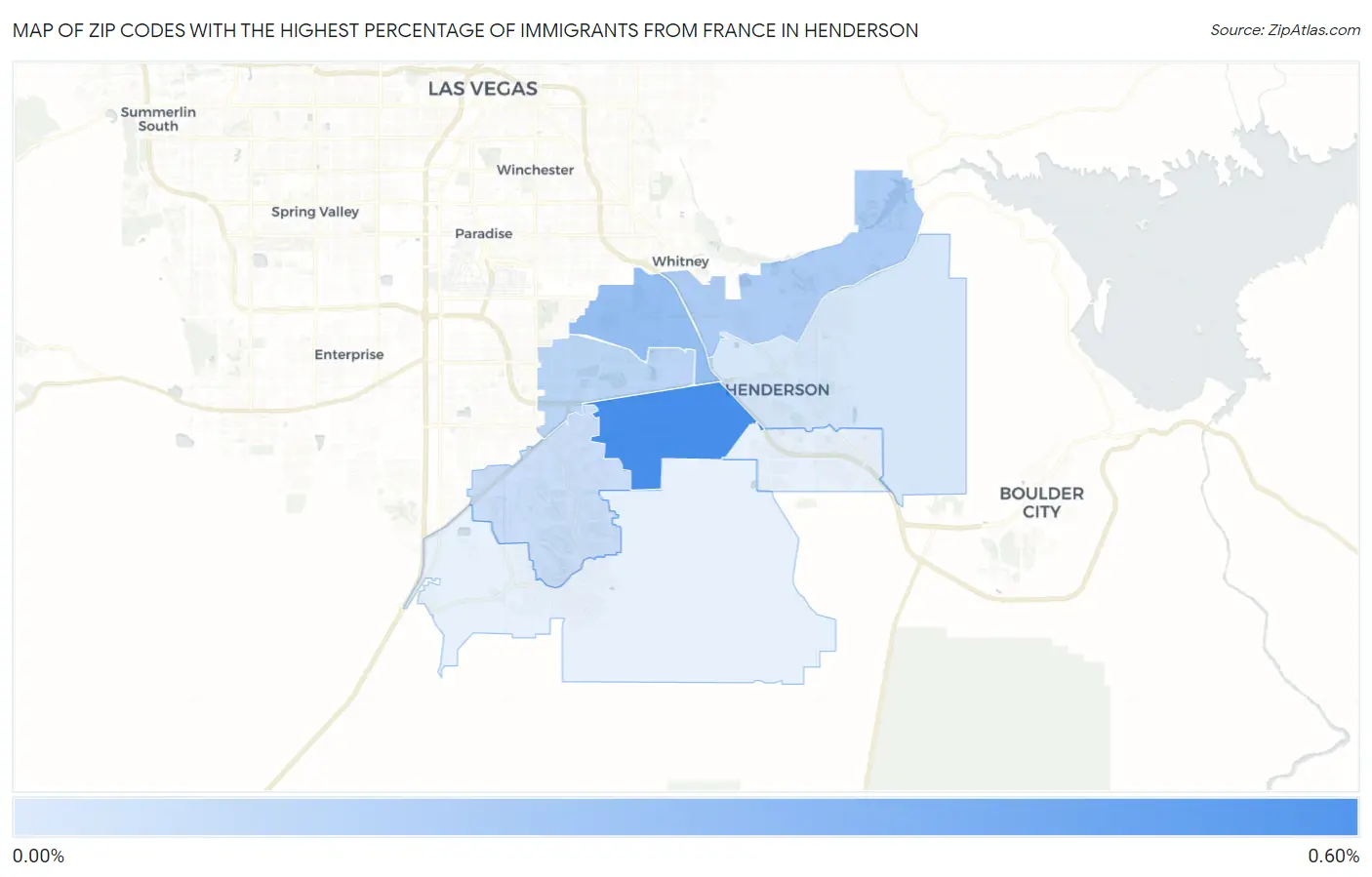 Zip Codes with the Highest Percentage of Immigrants from France in Henderson Map