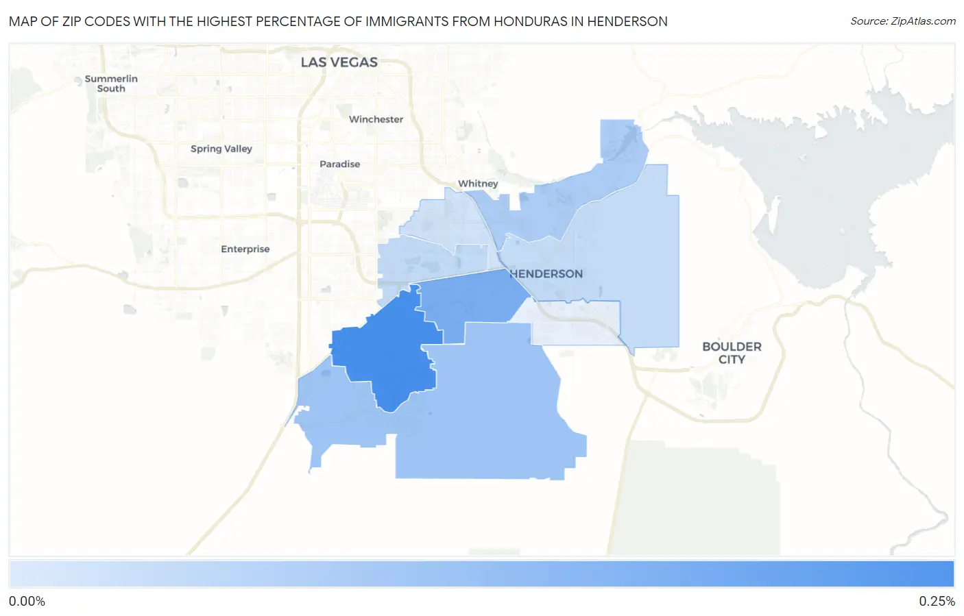 Zip Codes with the Highest Percentage of Immigrants from Honduras in Henderson Map