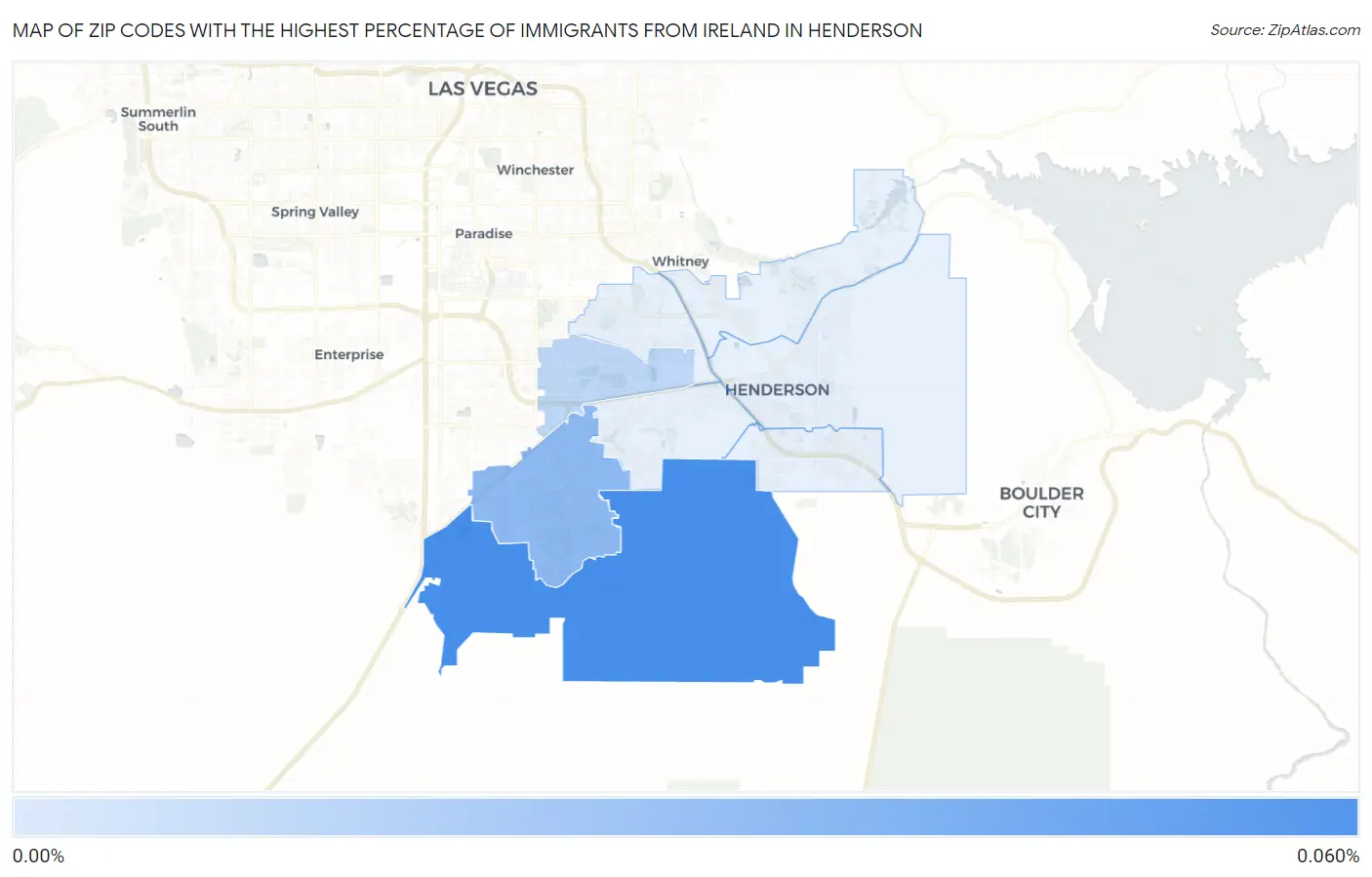 Zip Codes with the Highest Percentage of Immigrants from Ireland in Henderson Map