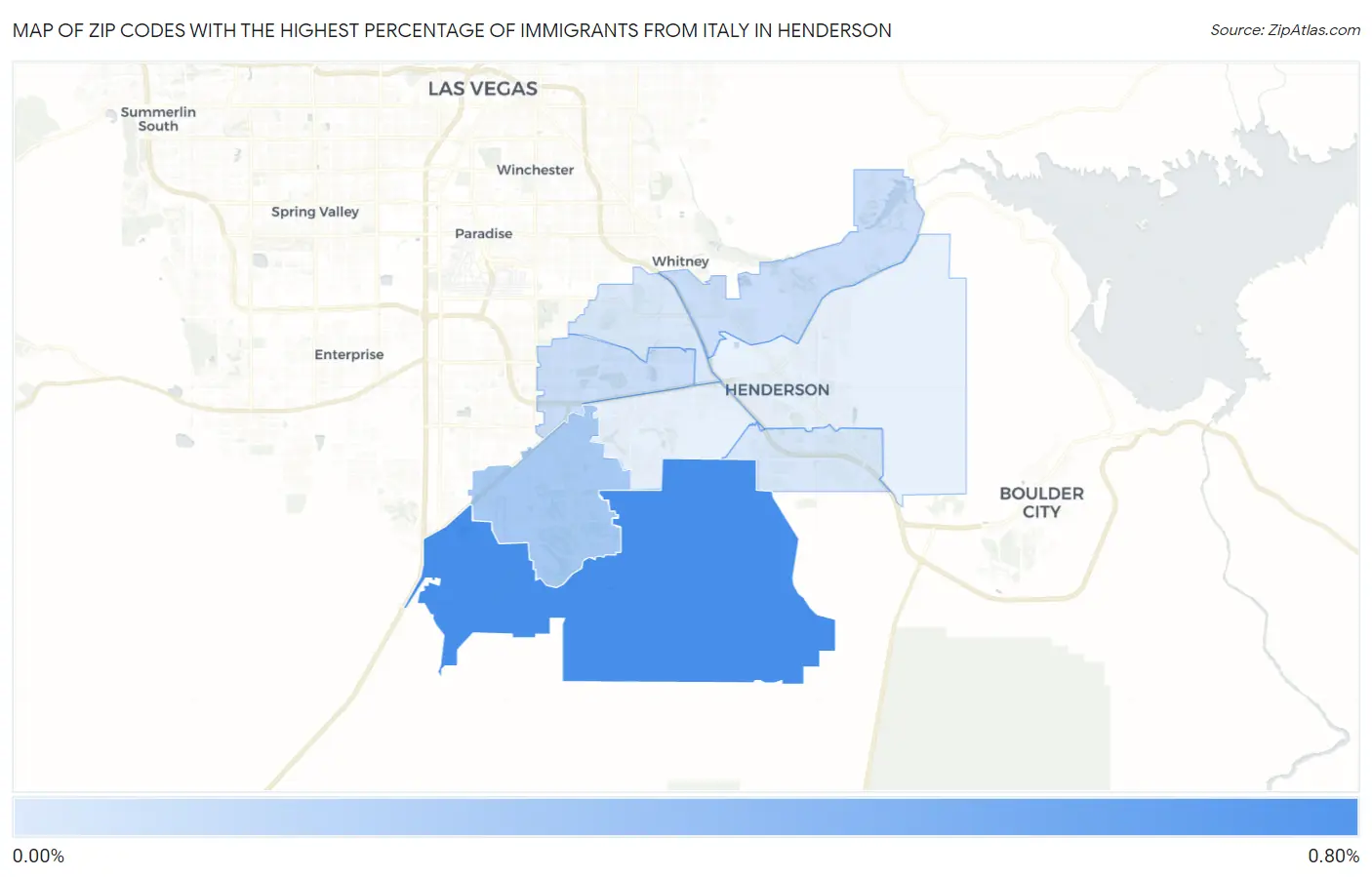 Zip Codes with the Highest Percentage of Immigrants from Italy in Henderson Map