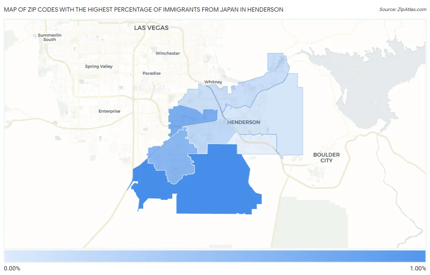 Zip Codes with the Highest Percentage of Immigrants from Japan in Henderson Map