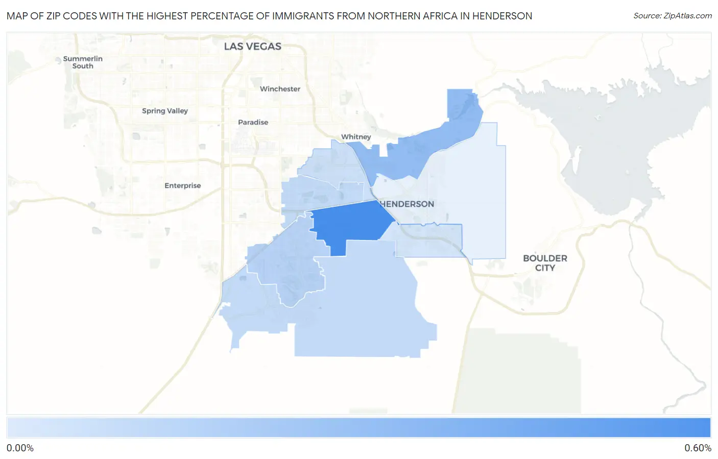 Zip Codes with the Highest Percentage of Immigrants from Northern Africa in Henderson Map