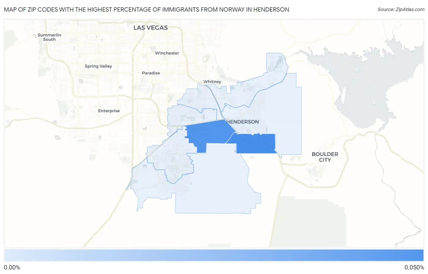 Zip Codes with the Highest Percentage of Immigrants from Norway in Henderson Map