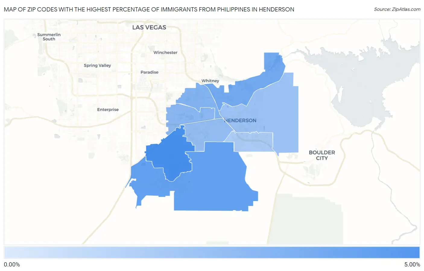 Zip Codes with the Highest Percentage of Immigrants from Philippines in Henderson Map