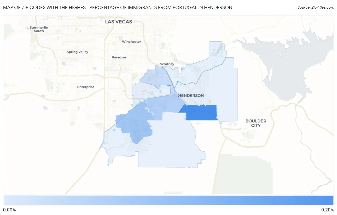 Zip Codes with the Highest Percentage of Immigrants from Portugal in Henderson Map