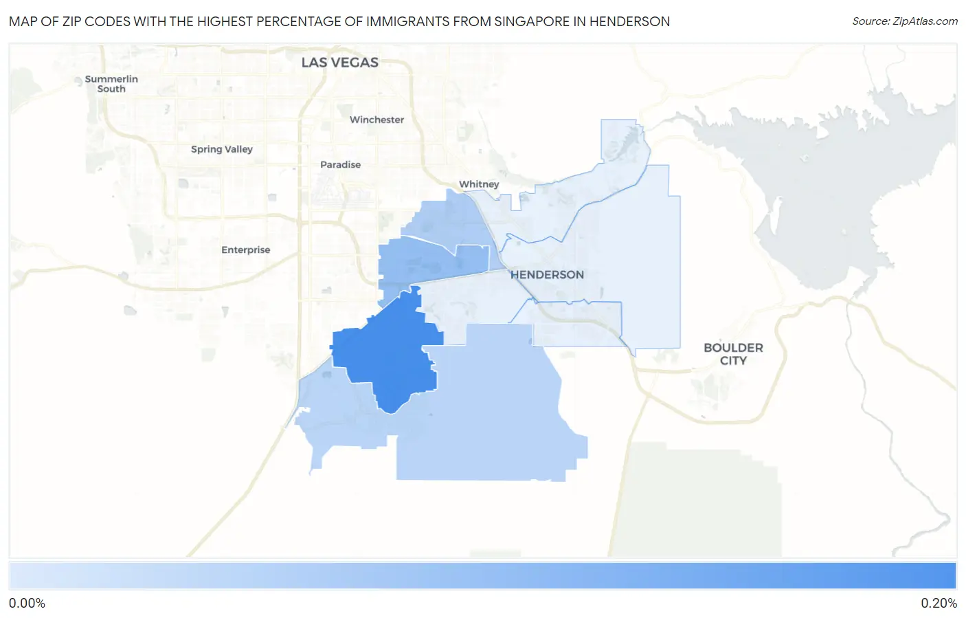 Zip Codes with the Highest Percentage of Immigrants from Singapore in Henderson Map