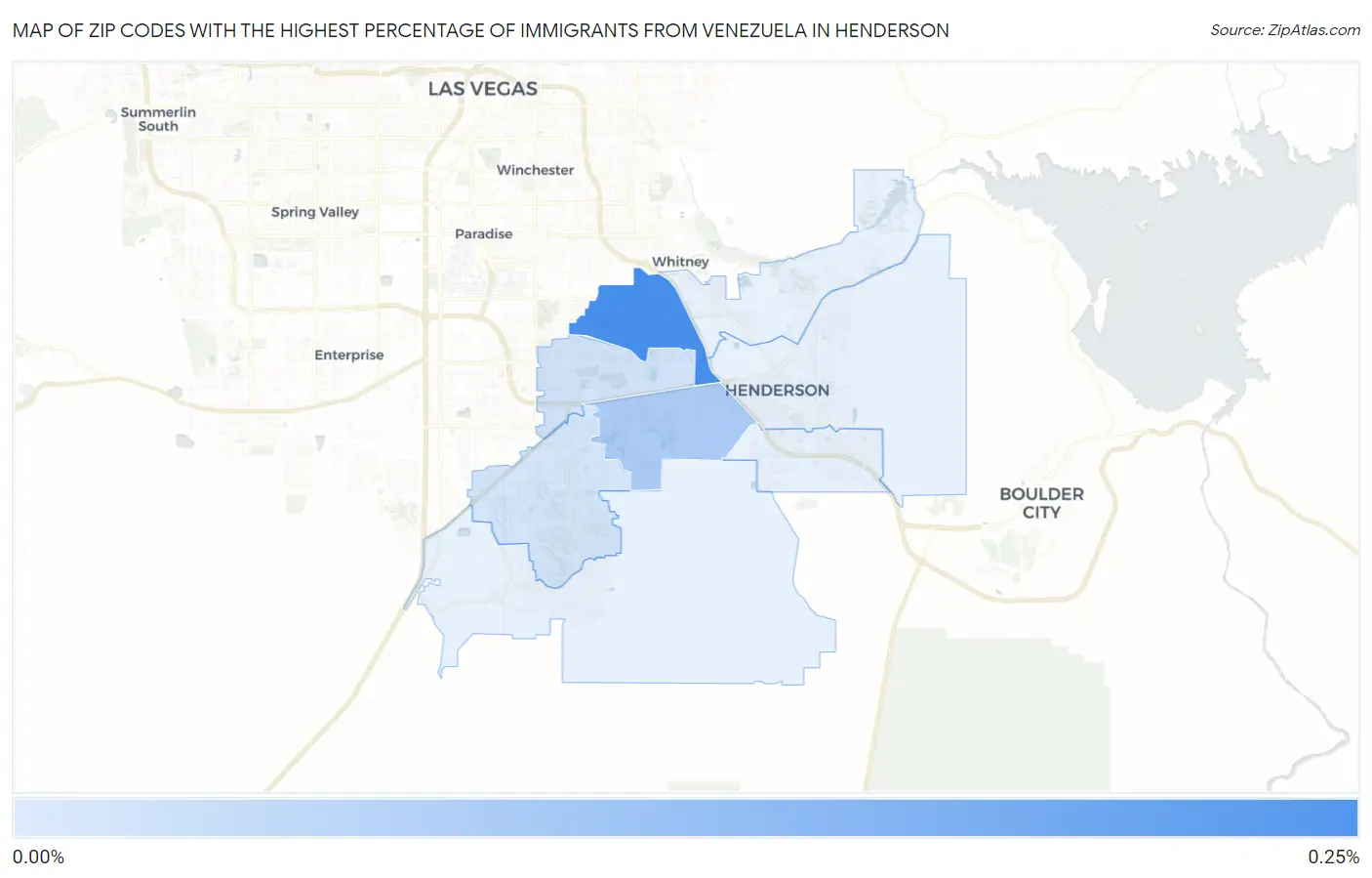 Zip Codes with the Highest Percentage of Immigrants from Venezuela in Henderson Map