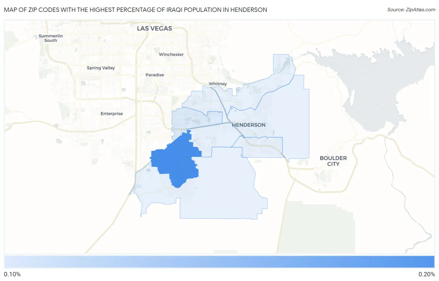 Zip Codes with the Highest Percentage of Iraqi Population in Henderson Map