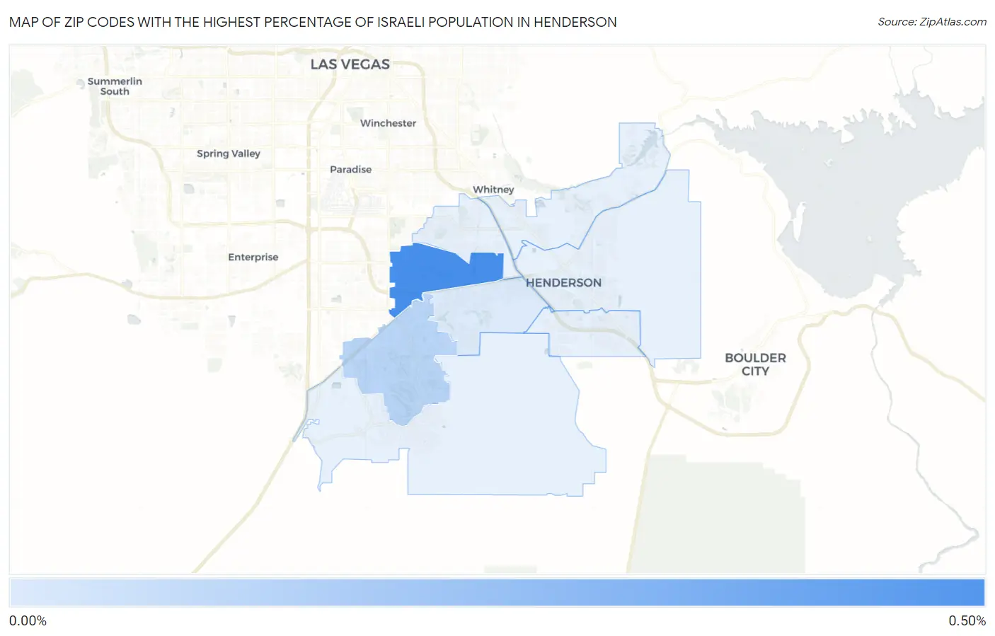 Zip Codes with the Highest Percentage of Israeli Population in Henderson Map
