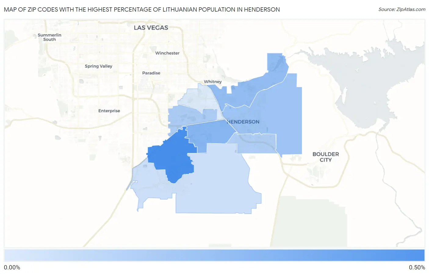 Zip Codes with the Highest Percentage of Lithuanian Population in Henderson Map