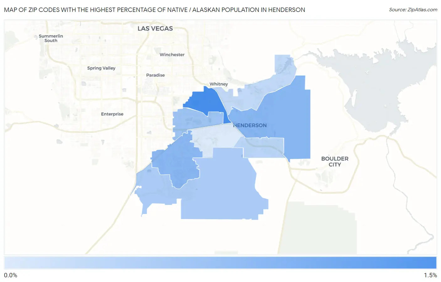 Zip Codes with the Highest Percentage of Native / Alaskan Population in Henderson Map