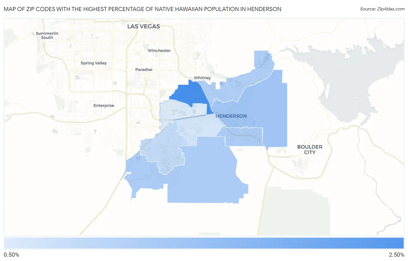 Zip Codes with the Highest Percentage of Native Hawaiian Population in Henderson Map
