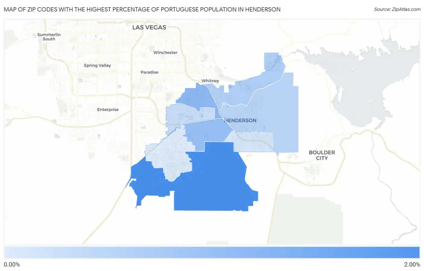 Zip Codes with the Highest Percentage of Portuguese Population in Henderson Map