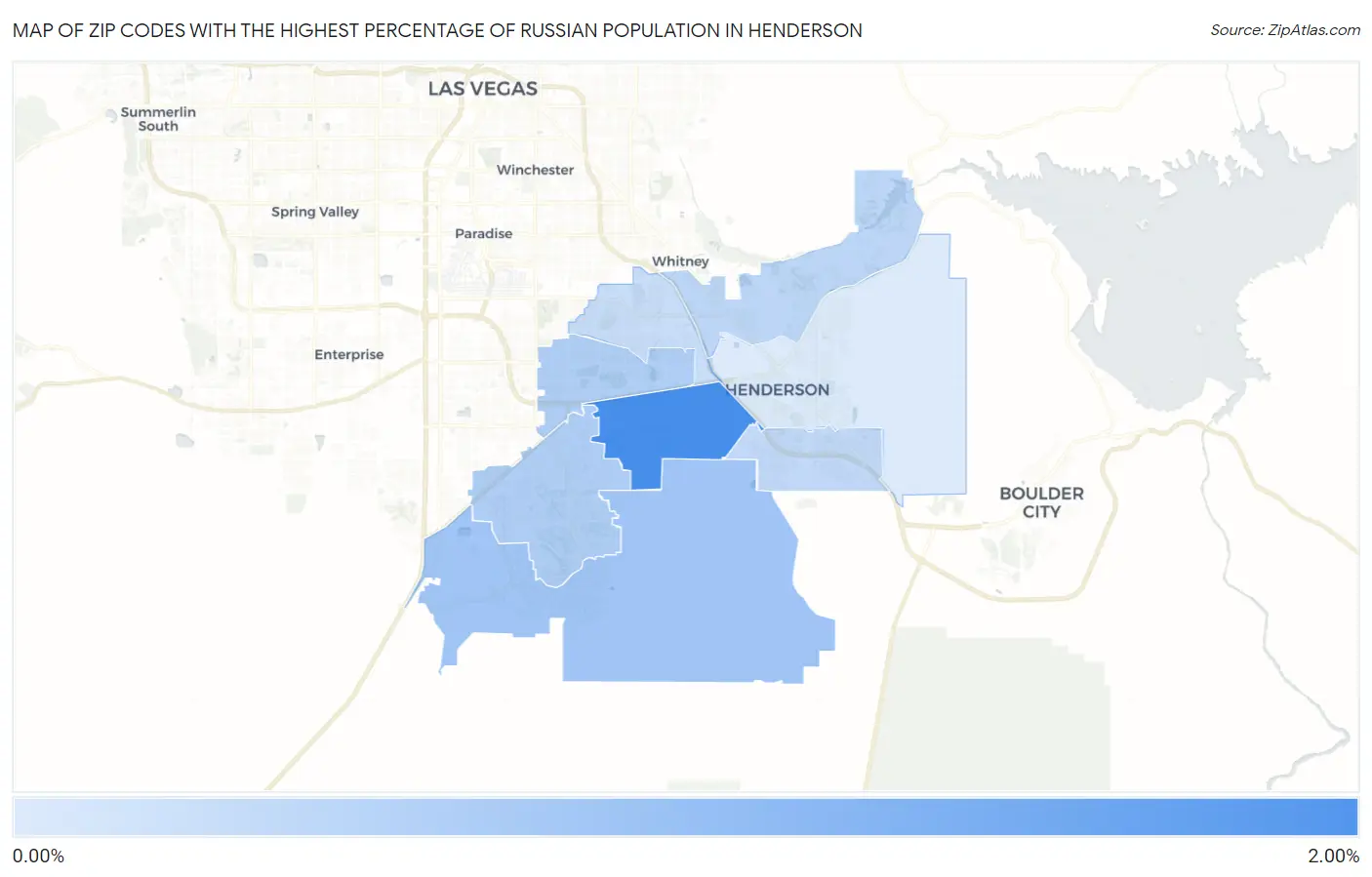 Zip Codes with the Highest Percentage of Russian Population in Henderson Map