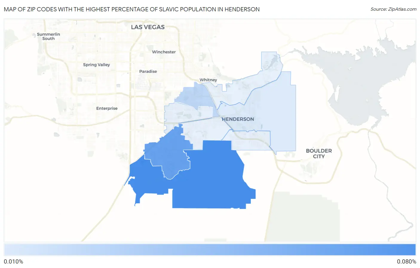 Zip Codes with the Highest Percentage of Slavic Population in Henderson Map