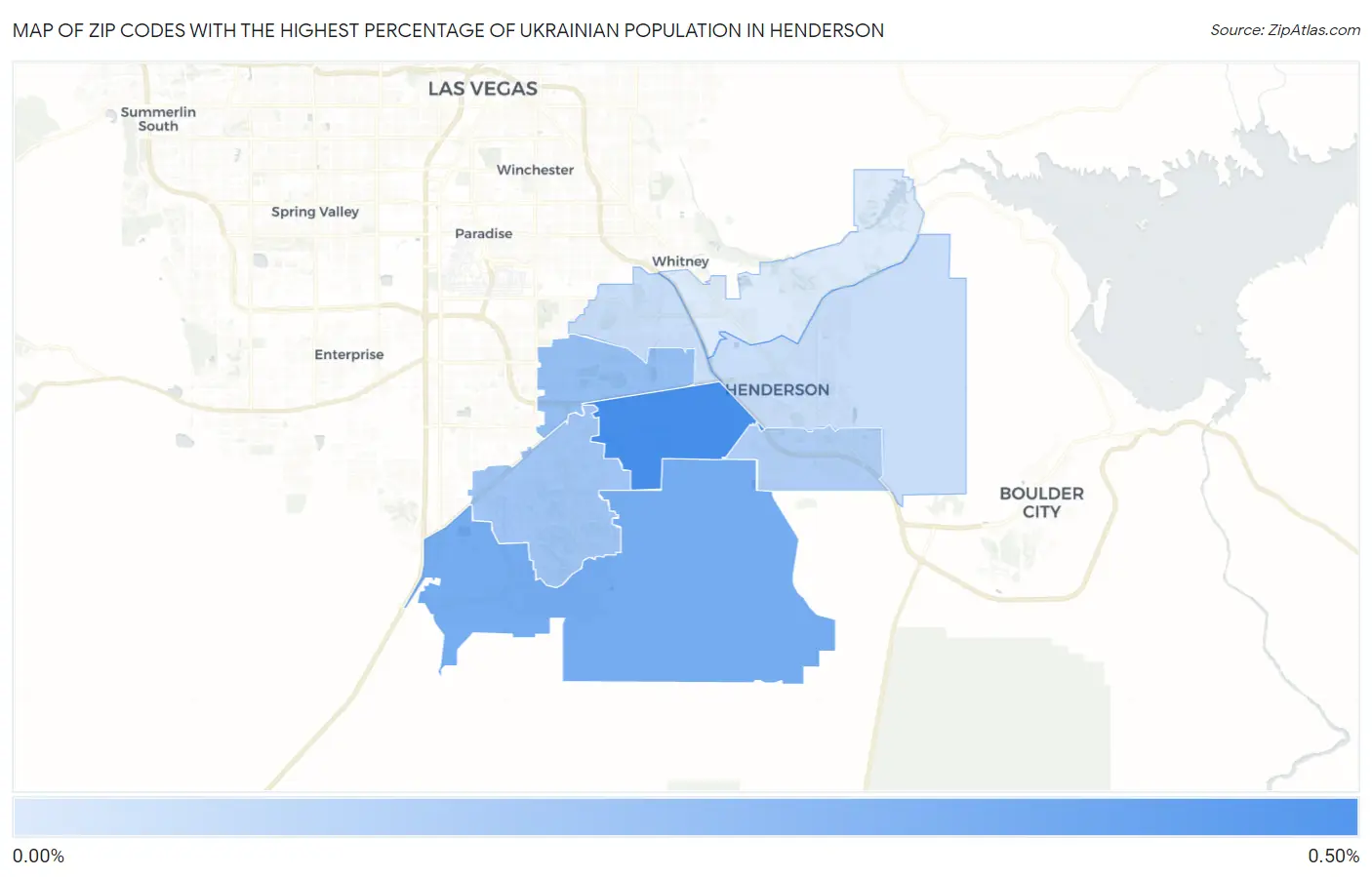 Zip Codes with the Highest Percentage of Ukrainian Population in Henderson Map