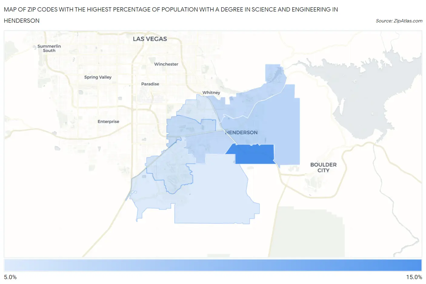 Zip Codes with the Highest Percentage of Population with a Degree in Science and Engineering in Henderson Map