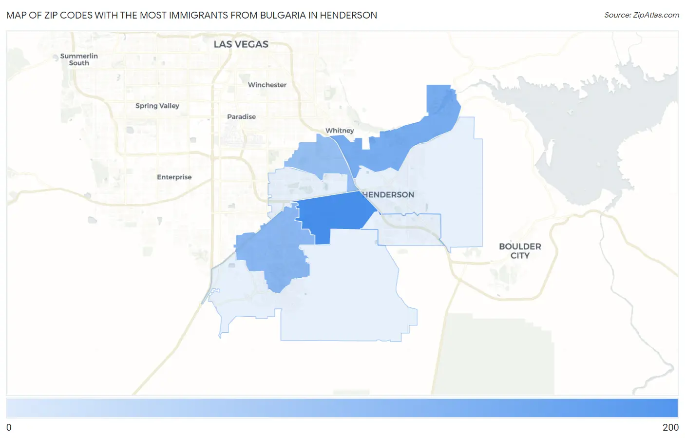 Zip Codes with the Most Immigrants from Bulgaria in Henderson Map