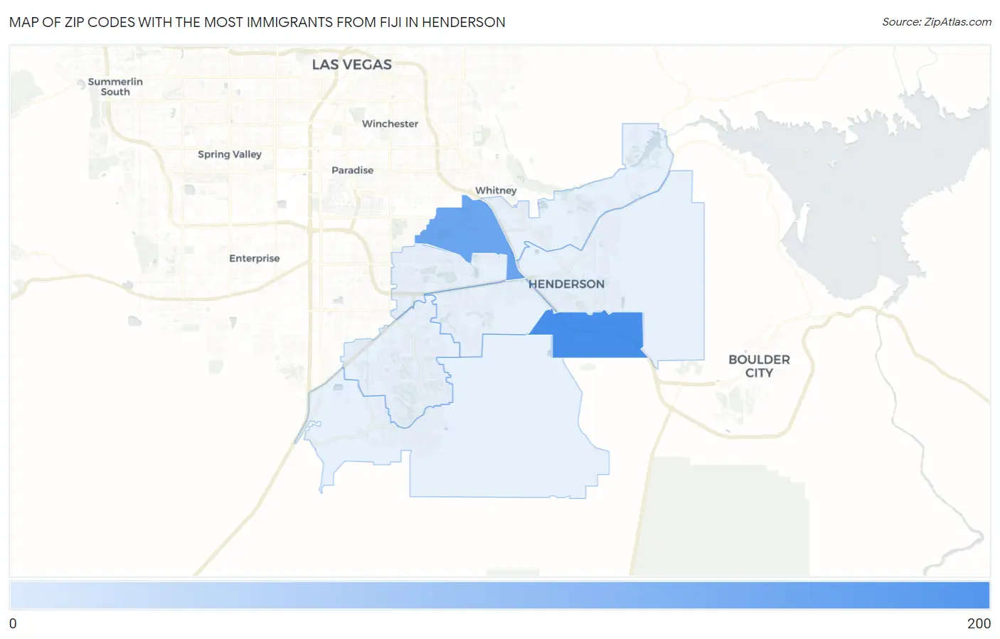 Zip Codes with the Most Immigrants from Fiji in Henderson Map