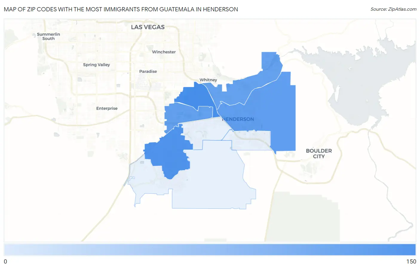 Zip Codes with the Most Immigrants from Guatemala in Henderson Map