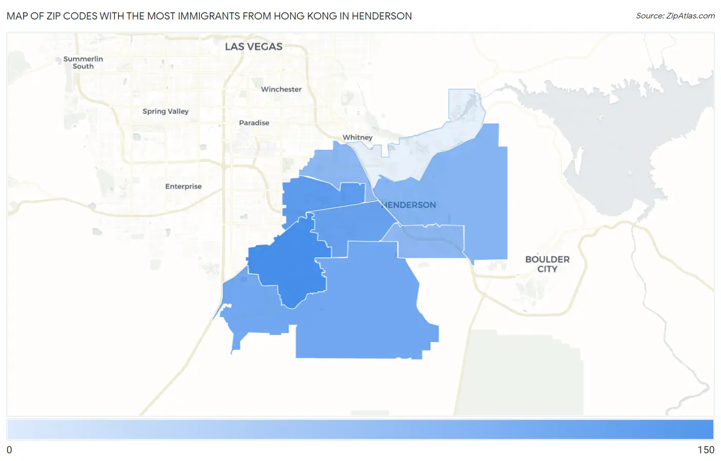 Zip Codes with the Most Immigrants from Hong Kong in Henderson Map