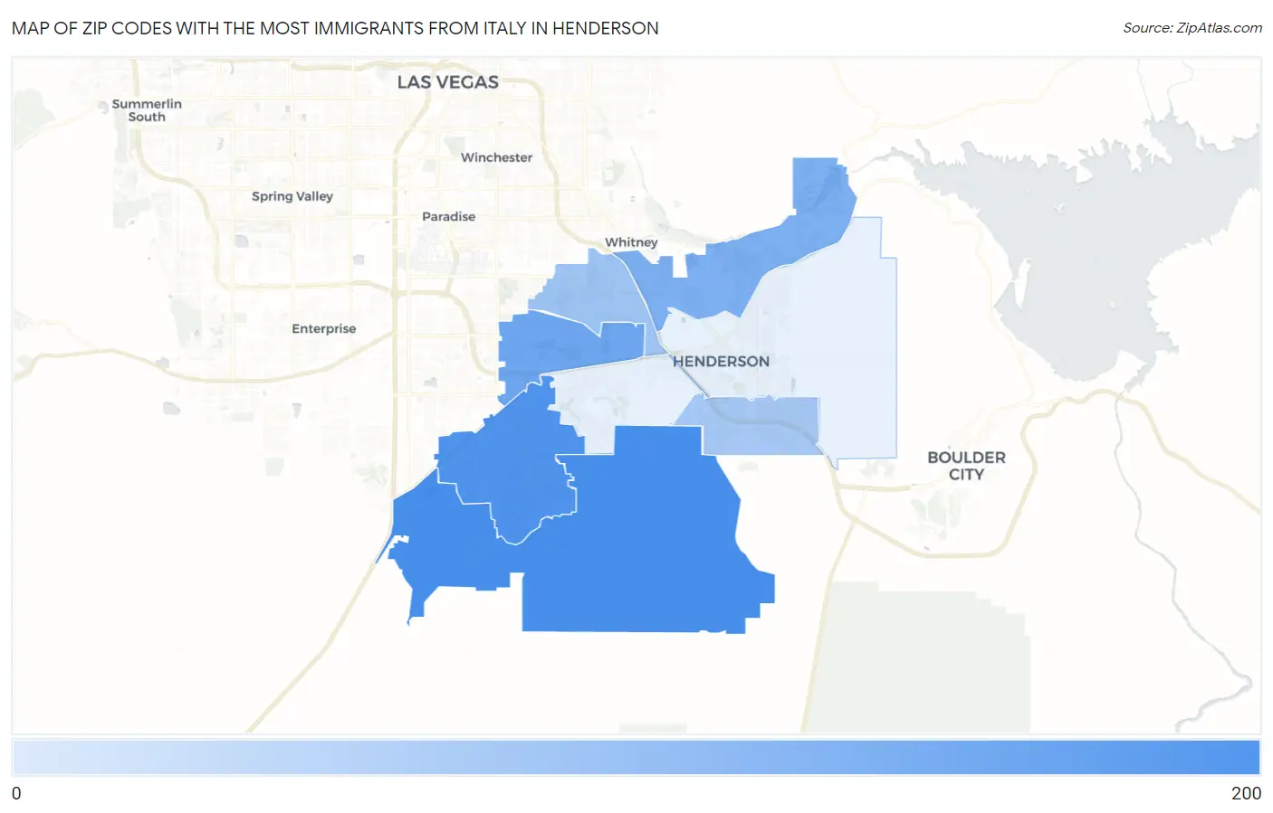 Zip Codes with the Most Immigrants from Italy in Henderson Map