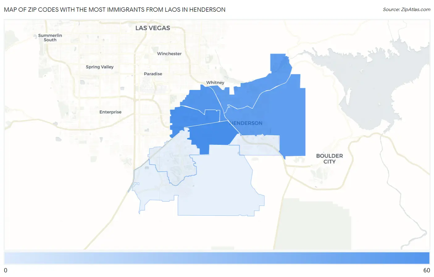 Zip Codes with the Most Immigrants from Laos in Henderson Map